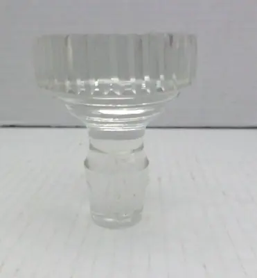 Vintage Crystal Vertical Notch Rib Glass Flat Top Decanter Bottle Stopper 3.5  • $18