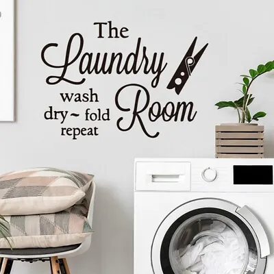 £5.09 • Buy Laundry Room Sign Wash Dry~wash Repeat Vinyl Wall Decal Home Decor* New;