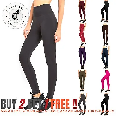 Women Fleece Lined Leggings Thick Winter Warm Solid High-Waist Brushed Thermal • $9.99