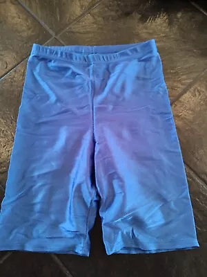 Vintage 80s Rainbeau Bodywear Shiny Blue Spandex Workout Exercise Shorts  • $44.99