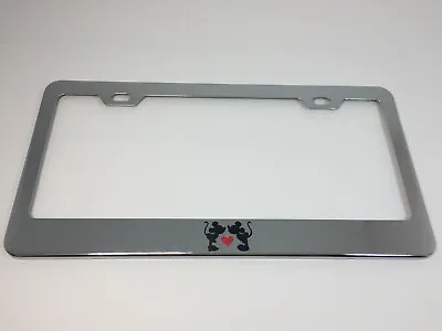 Disney Mickey Minnie Mouse Chrome Stainless Steel Metal License Plate Frame  • $17.99