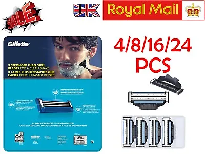 4 8 16 24 PCS For Gillette MACH 3 Razor Blades Stainless Steel Blades Replacment • £21.99