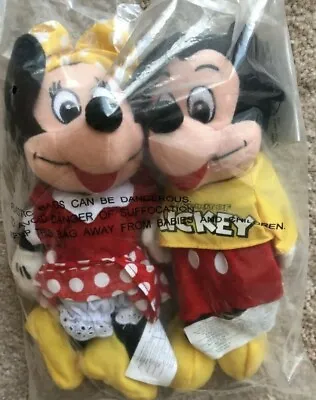 Mickey & Minnie Mouse Club Disney Beanie Bean 8  Mini Plush Set Lot 2 NWT In Bag • $14.84