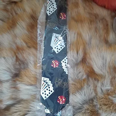  Novelty Fancy Dress Black Las Vegas Casino Poker Neck Tie  New Sealed • £3.99