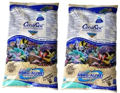 CaribSea Arag-Alive Bahamas Oolite 2 X 20lb Live Sand Marine Aquarium Fish Tank • £59.95