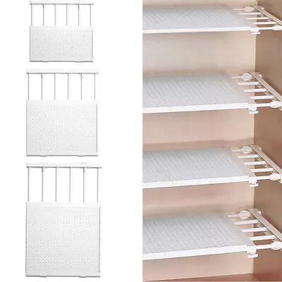 Telescopic Wardrobe Divider Cupboard Closet Tension Shelf Separator Storage-Rack • £7.95