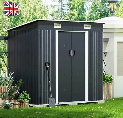 4x6/8 FT Garden Storage Shed W/ 2 Door Galvanised Metal WITH FREE BASE Outdoor S • £185.95