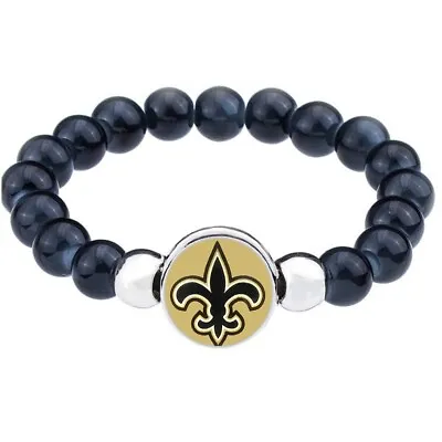 $20.95 • Buy New Orleans Saints Women's Men's Black Beaded Chain Bracelet + GiftPkg D1-1