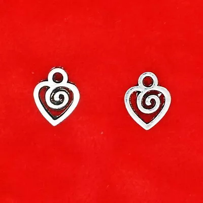 20 X Tibetan Silver Mini Filigree Whirlpool Love Heart Charms Pendants • £2.49