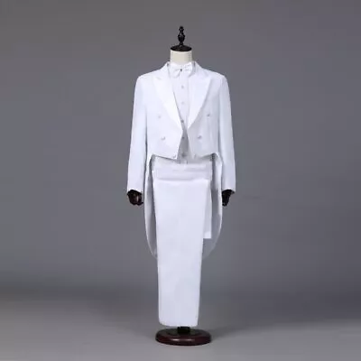 Fashion Mens Tailcoat Jacquard Lapel Jacket+Pants Suits Stage Singer Costume • $78.13