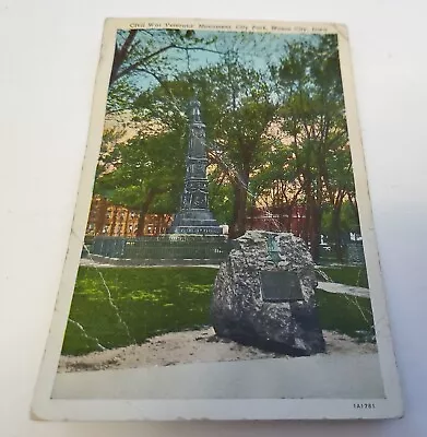 Vintage Unmailed 1931 Iowa Postcard Mason City Park Civil War Veterans Monument • $6.98