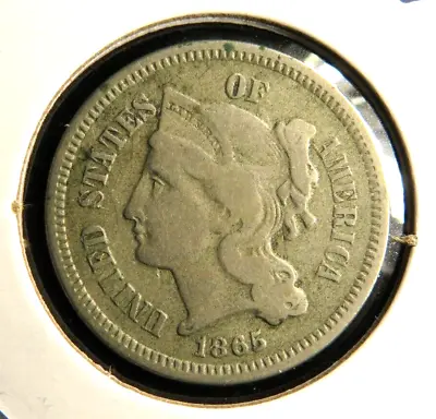 $30 • Buy One(1) 1865 Three Cent Piece NICKEL 12