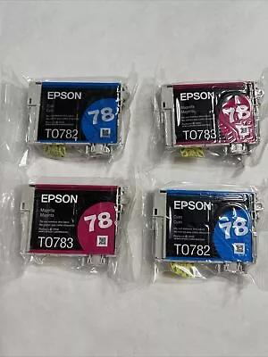 Set Of 4 Genuine Epson 78 Ink  2-T0782    2-T0783 Color  Ink Cyan Magenta Sealed • $19.99