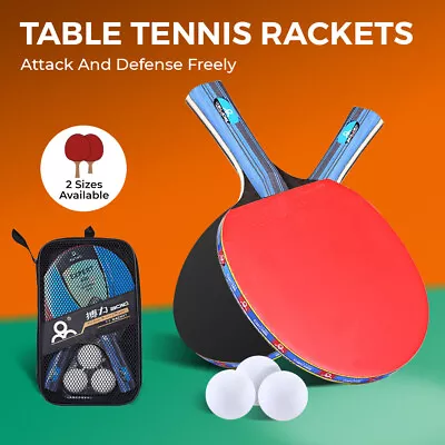 $25 • Buy 1 Pair Professional Table Tennis Racket Bat Set Ping Pong Paddle+3 Balls PREMIUM