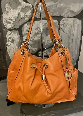 Michael Kors Cognac Soft Leather Hobo Large  Satchel Handbag Gold Hardware • $40