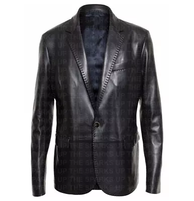 Italian Tailored Style Two Button Classic Outerwear Men's Genuine Leather Blazer • $104.99