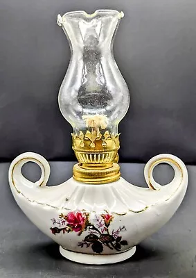Vintage Oil Kerosene Porcelain Mini Double Handle Lamp 6.3/4  Tall EUC • $15