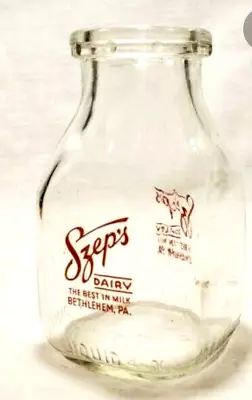 $9.95 • Buy Advertising Szep's Dairy Half Pint Square Milk Bottle Bethlehem PA.