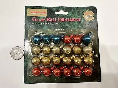 24 Vintage Mini Small Mercury Glass Ball Christmas Ornaments Woolworth Nip Nos • $11.95