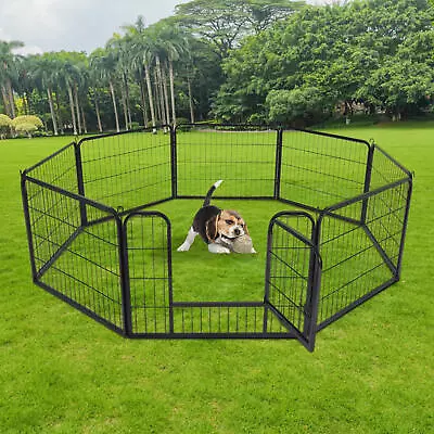 8 Panel Dog Pet Playpen Folding Heavy Duty Metal Exercise Pet Enclosure Fence • $86.87