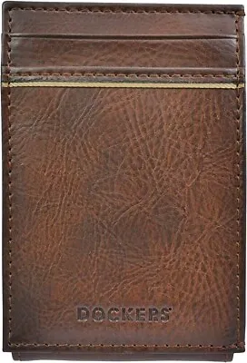 Dockers Men's Coated Leather Magnetic Money Closure Front Pocket Wallet Tan • $21.99