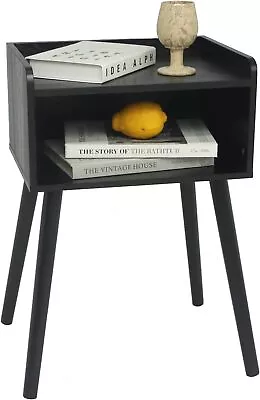 MaxSmeo Nightstand Mid Century Modern Side Table Bedroom With Storage Black  • $55.16