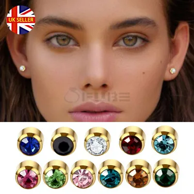 £2.99 • Buy Hypoallergenic Surgical Steel Bezel Set Ear Piercing Stud Earrings Jewellery 4MM