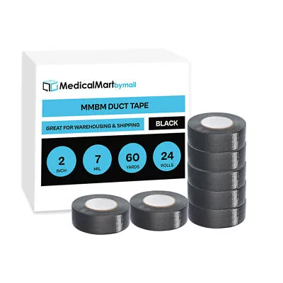 24 Rolls Black Duct Tape - 2 X 60 Yards - 7 Mil - Utility Grade Adhesive Tape • $117.08