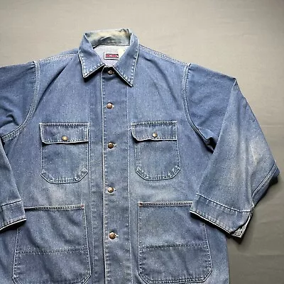 Vintage Big Mac Denim Chore Coat Mens XL Blue Jacket WorkWear USA 80s Barn Farm • $49.99