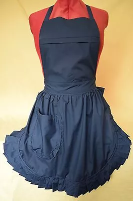 RETRO VINTAGE 50s STYLE FULL APRON / PINNY - NAVY • £25.99