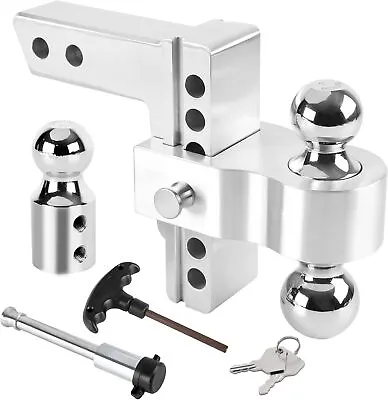 Adjustable Trailer Hitch 6  Drop/Rise Fits 2 Receiver Replaceable Tri Balls • $99.99