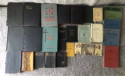 Vintage Catholic Book Lot Latin Mass Missals Prayer Books Catechism Bible Douey • $45