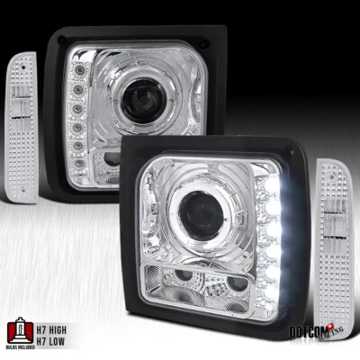 $119.68 • Buy Fit 97-01 Jeep Cherokee Halo LED Projector Headlights+Clear Corner Signal Lights