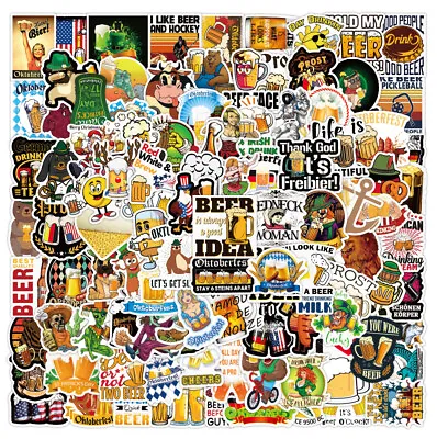 £3.99 • Buy 100pcs Beer Funny Alcohol Sticker Pack Decal Vinyl Guitar Luggage Laptop Gift
