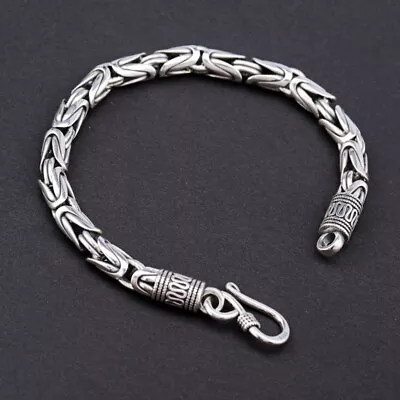 Fine Pure S925 Sterling Silver Chain Men Women 4mm Byzantine Link Bracelet  • $29.90