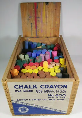 Vintage Binney & Smith Co NY Chalk Crayon Assorted Colors One Gross Sticks # 600 • $59.99