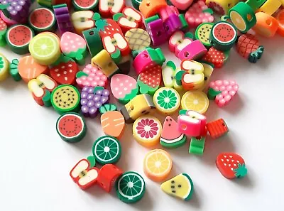 £3.20 • Buy Mixed Polymer Clay Fruit Theme Beads For Jewellery Making  Pack Of 26