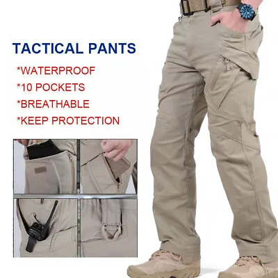 Tactical Combat Pant Mens Work Cargo Pants In/Outdoor Hiking Waterproof Trousers • $22.04