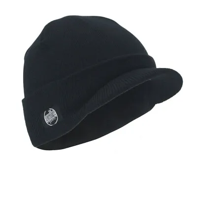 New Plain Short Billed Knit Radar With Cuff Beanie Men Women Winter Hat • $8.99