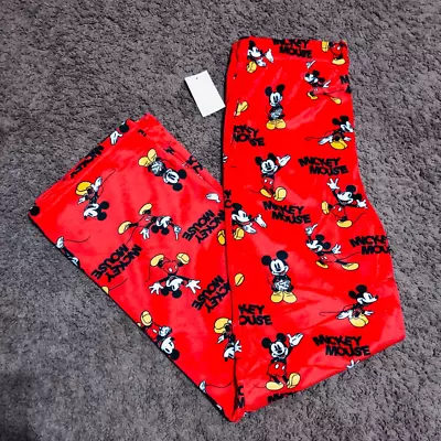 New Disney Mickey Mouse Sleep Long Pants For Men Size Medium Red Christmas Pants • $35