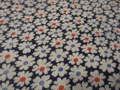 Vintage Feed Sack Cotton Fabric Full Cut Sack 38 X 45   Navy Blue  White Daisies • $22