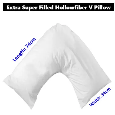 V Shaped Pillows Hollowfiber Orthopedic Back Neck Pregnancy Body Support Cushion • £6.75