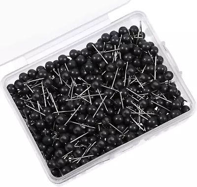 500 Pack Map Push Pins 1/8 Inch Black Map Tacks Small Round Head Push Pins Map T • $13.84