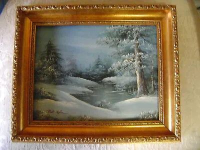 Vintage Rare Oil Painting Picture Art Winter River Stream Scene Bob Kyle Framed • $9.99