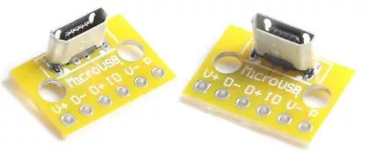 2 X USB Vertical Micro Female Socket Breakout Board 2.54mm Pitch Connector DIP • £3.29