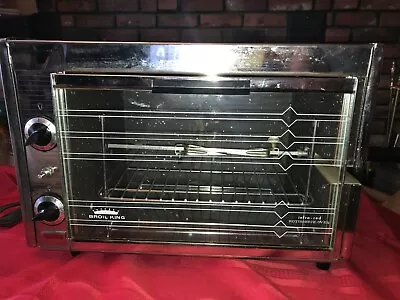 Vintage 1950's BROIL KING INFRA RED ROTISSERIE OVEN Chrome COMPLETE W/ Rod Spit • $175