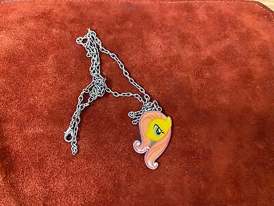 Vtg My Little Pony Cartoon Pendant Necklace Pink Pie 2014 Hasbro Silver Tone • $20