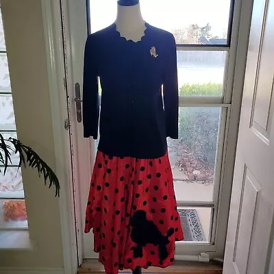 Handmade Red Taffeta Poodle Skirt Which Includes Sweater & Poodle Brooch • $50