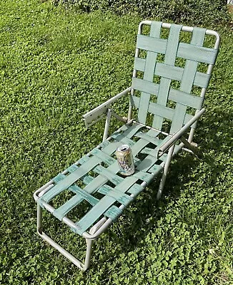 Childs Webbed Aluminum Frame Folding Chaise Lounge Chair Pool Lawn Vintage • $37.96