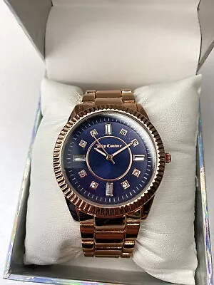 £35 • Buy Juicy Couture Luxury Womens Watch Rose Gold Blue Diamonds 
